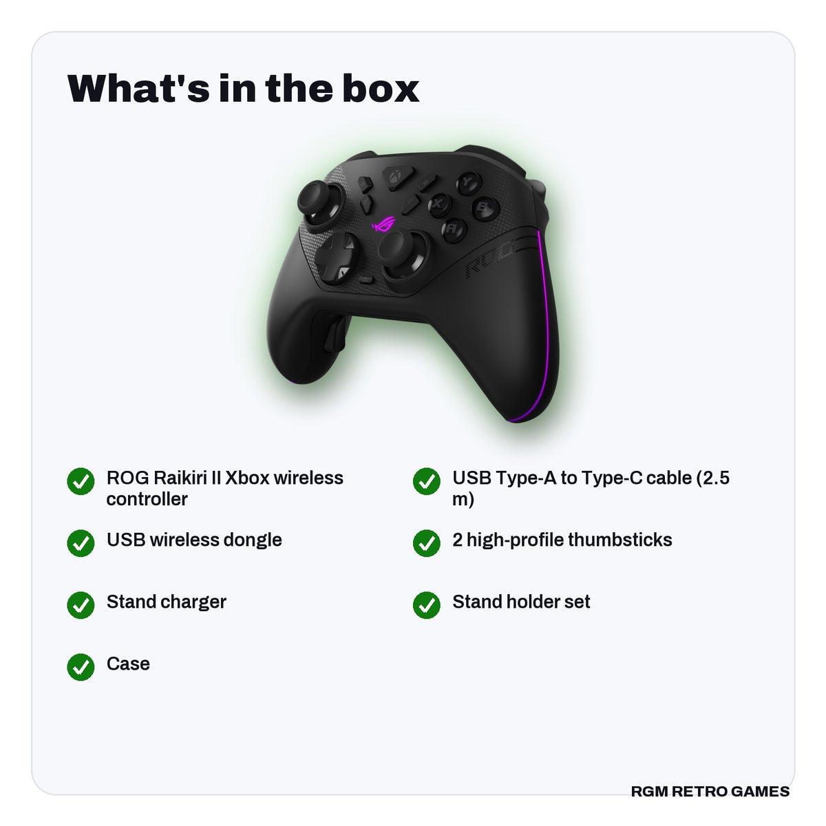 What's in the box with the ASUS ROG Raikiri II Xbox Wireless Controller
