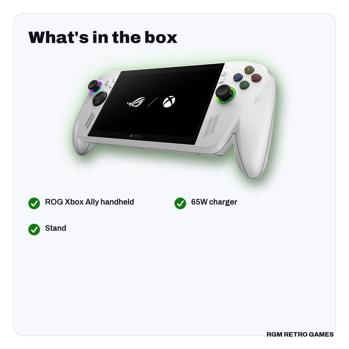 What's in the box with the ASUS ROG Xbox Ally (2025) Gaming Handheld - AMD Ryzen Z2 A, 16GB, 512GB, White