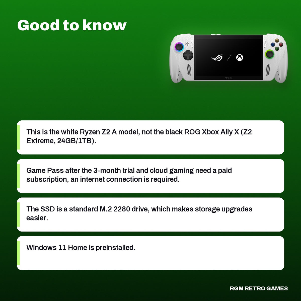 ASUS ROG Xbox Ally (2025) Gaming Handheld - AMD Ryzen Z2 A, 16GB, 512GB, White, good to know before you buy