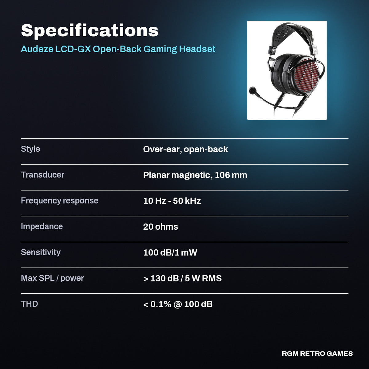 Audeze LCD-GX Open-Back Gaming Headset specifications