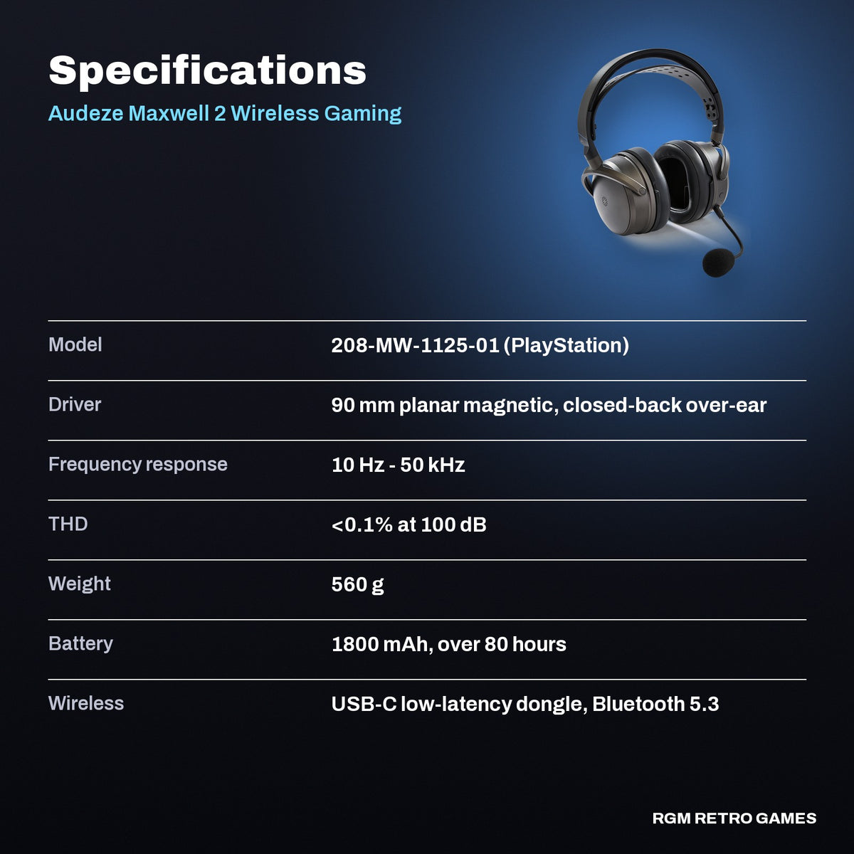 Audeze Maxwell 2 Wireless Gaming Headset for PlayStation specifications