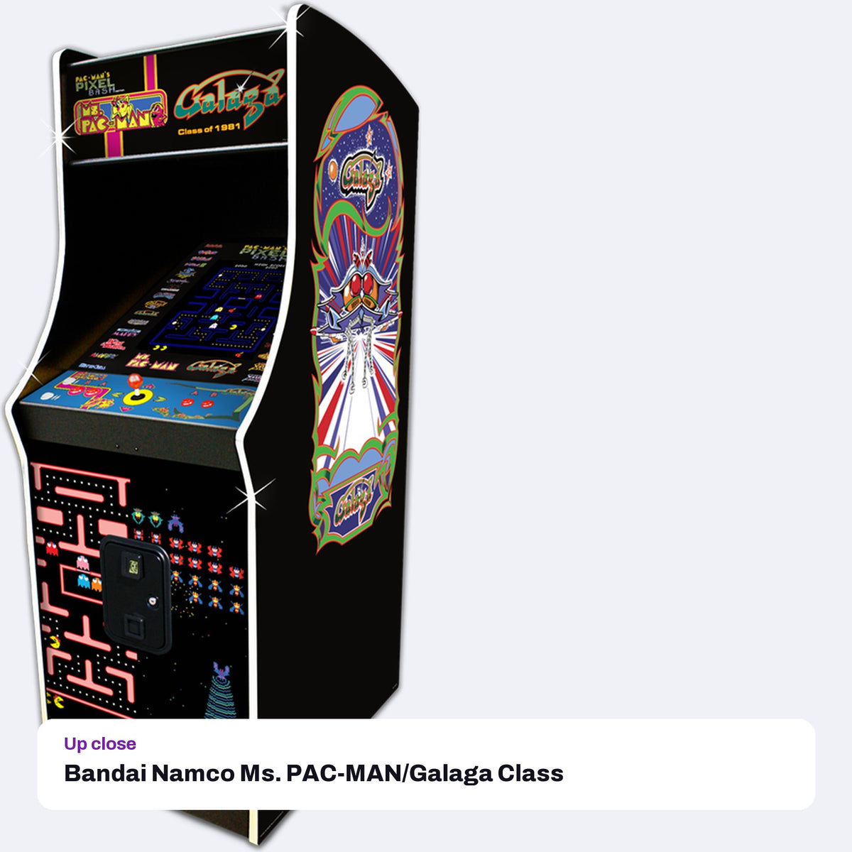 Bandai Namco Ms. PAC-MAN/Galaga Class of 1981 Pixel Bash Edition Home Arcade (32 Games), close-up detail