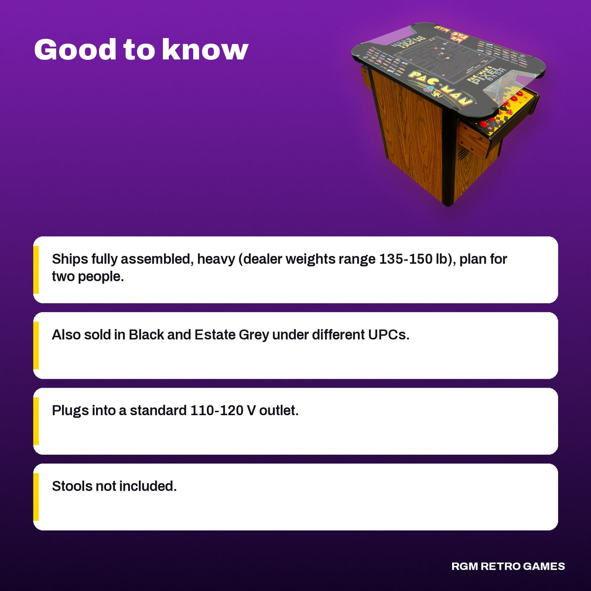 Bandai Namco PAC-MAN's Pixel Bash Home Cocktail Table, Woodgrain (32 Games), good to know before you buy