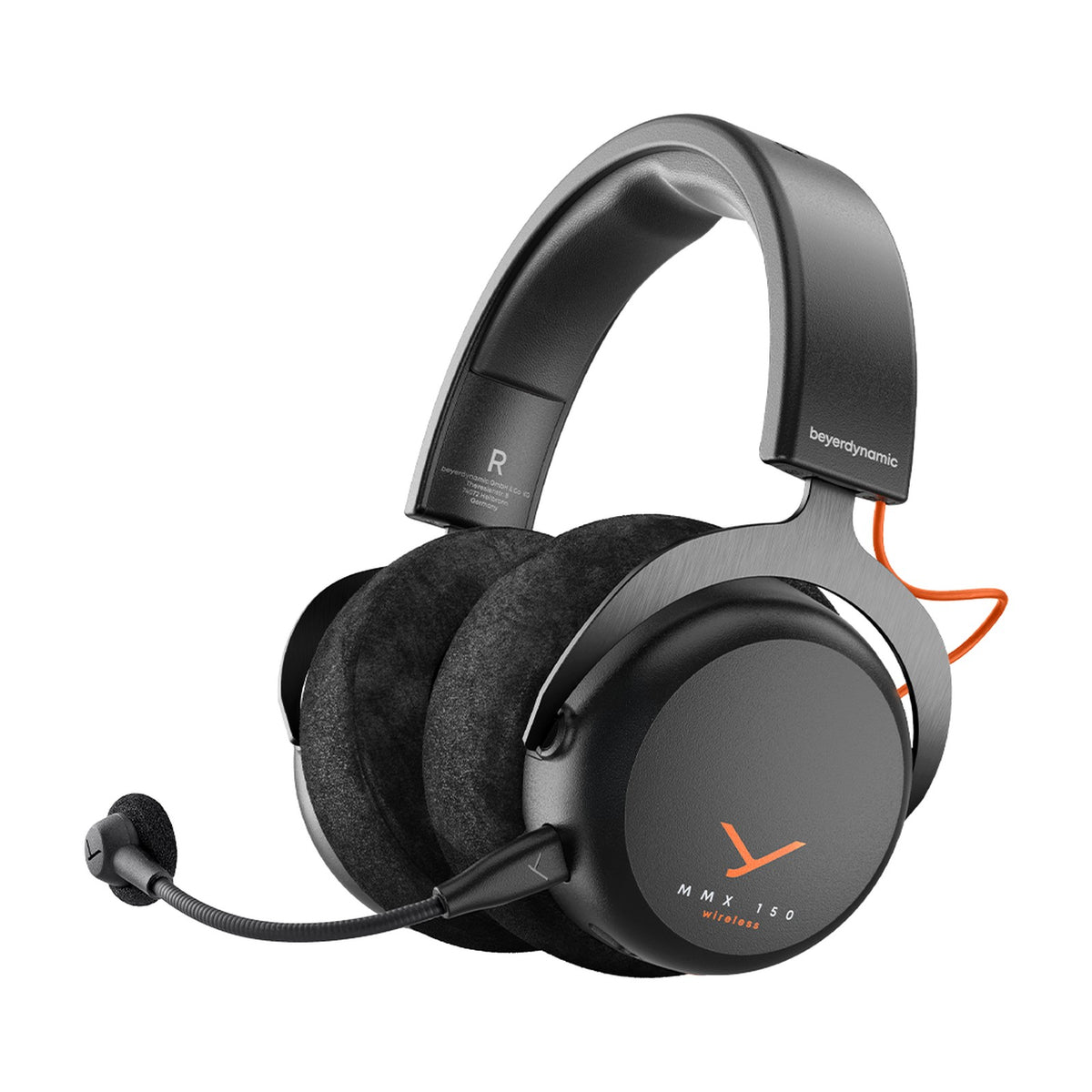 beyerdynamic MMX 150 Wireless Gaming Headset - Black, front view on a white background