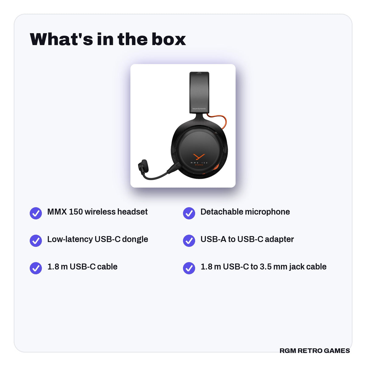 What's in the box with the beyerdynamic MMX 150 Wireless Gaming Headset - Black