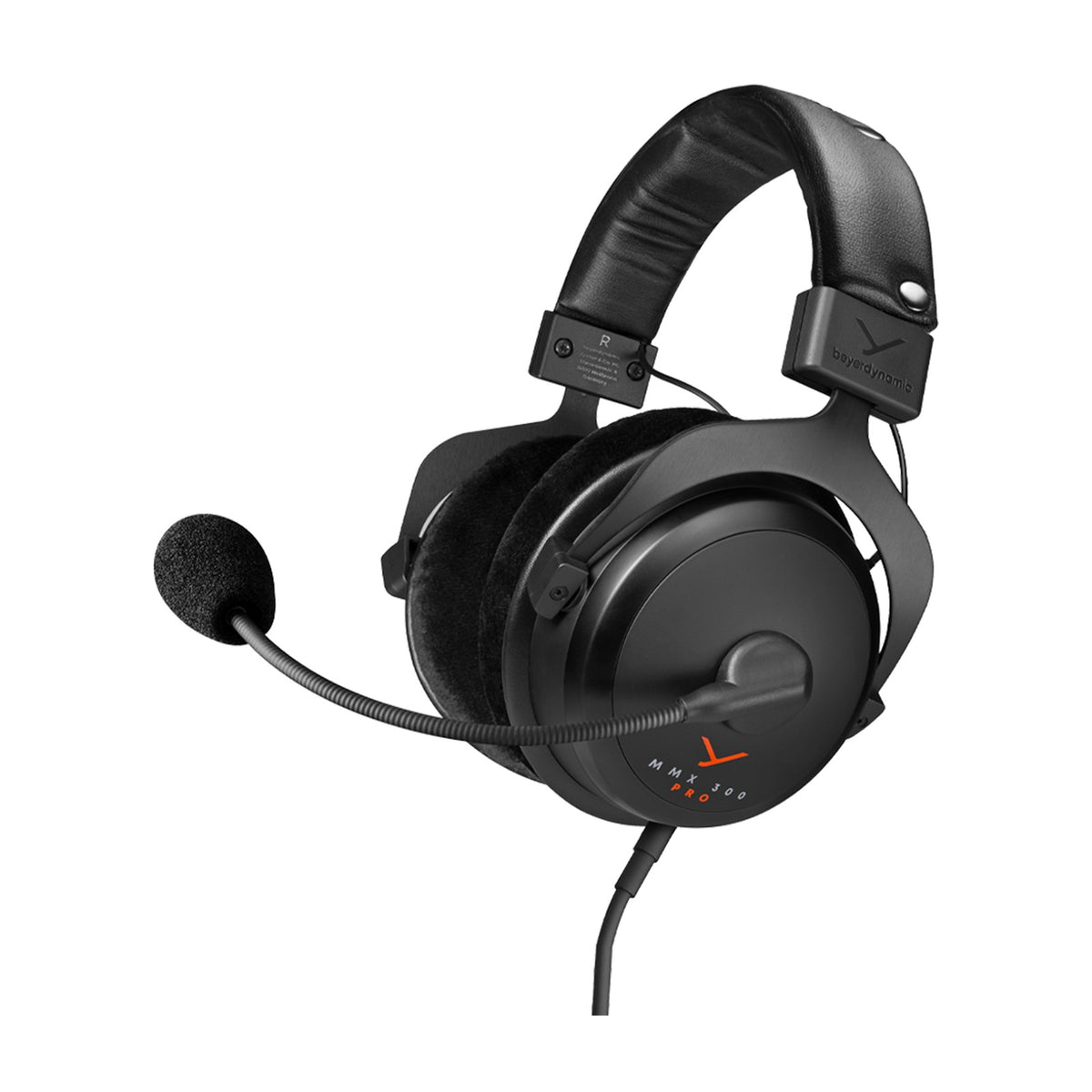 beyerdynamic MMX 300 PRO Wired Gaming Headset, front view on a white background