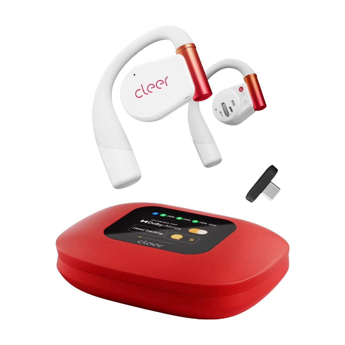 Cleer ARC 3 Gaming True Wireless Open-Ear Gaming Earbuds - White, front view on a white background