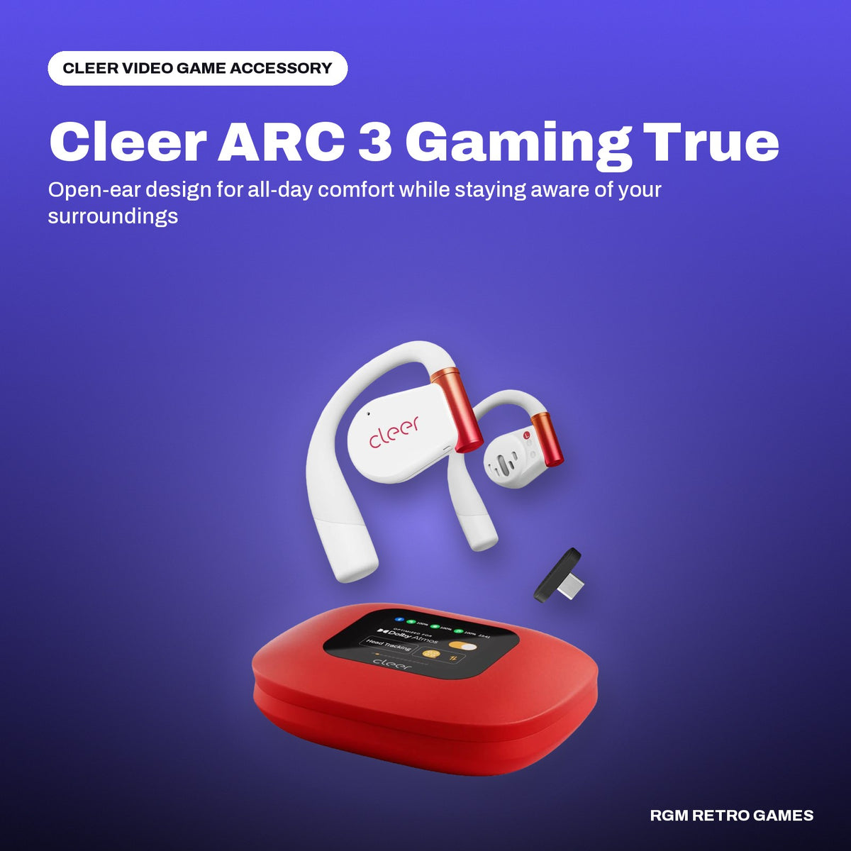 Cleer ARC 3 Gaming True Wireless Open-Ear Gaming Earbuds - White in a Cleer color scene