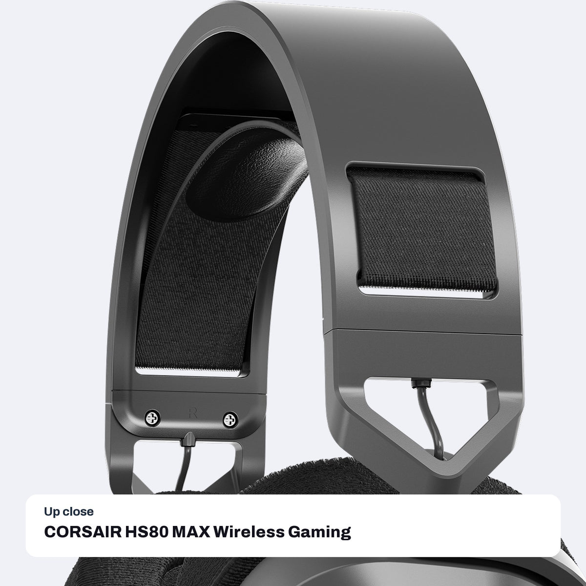 CORSAIR HS80 MAX Wireless Gaming Headset - Steel Gray, close-up detail