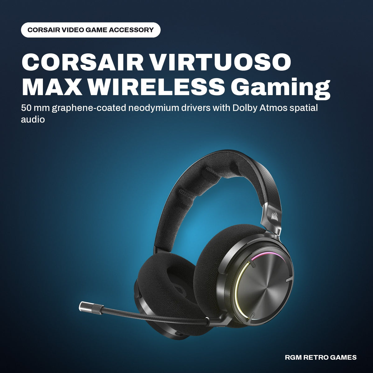 CORSAIR VIRTUOSO MAX WIRELESS Gaming Headset - Carbon in a CORSAIR color scene