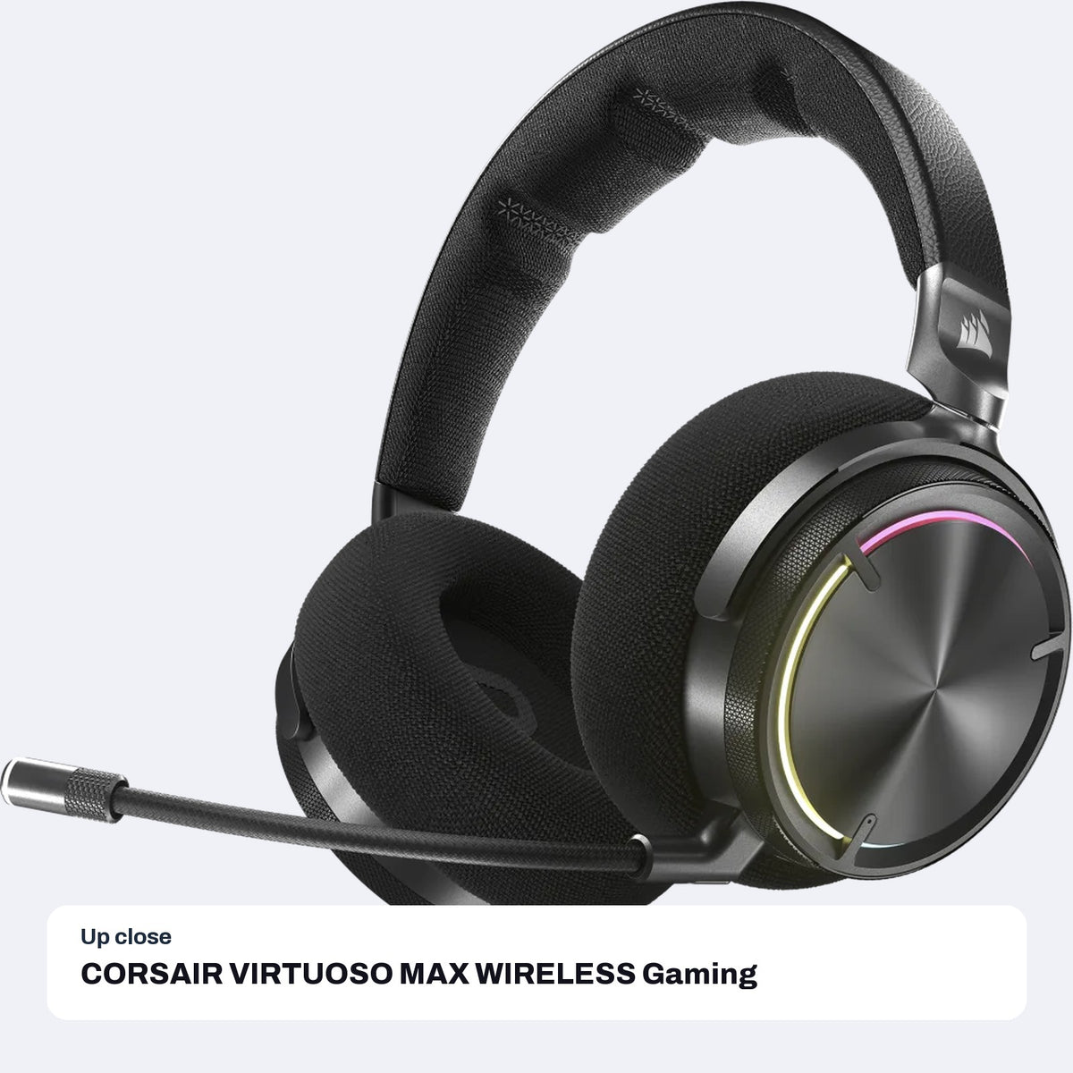 CORSAIR VIRTUOSO MAX WIRELESS Gaming Headset - Carbon, close-up detail