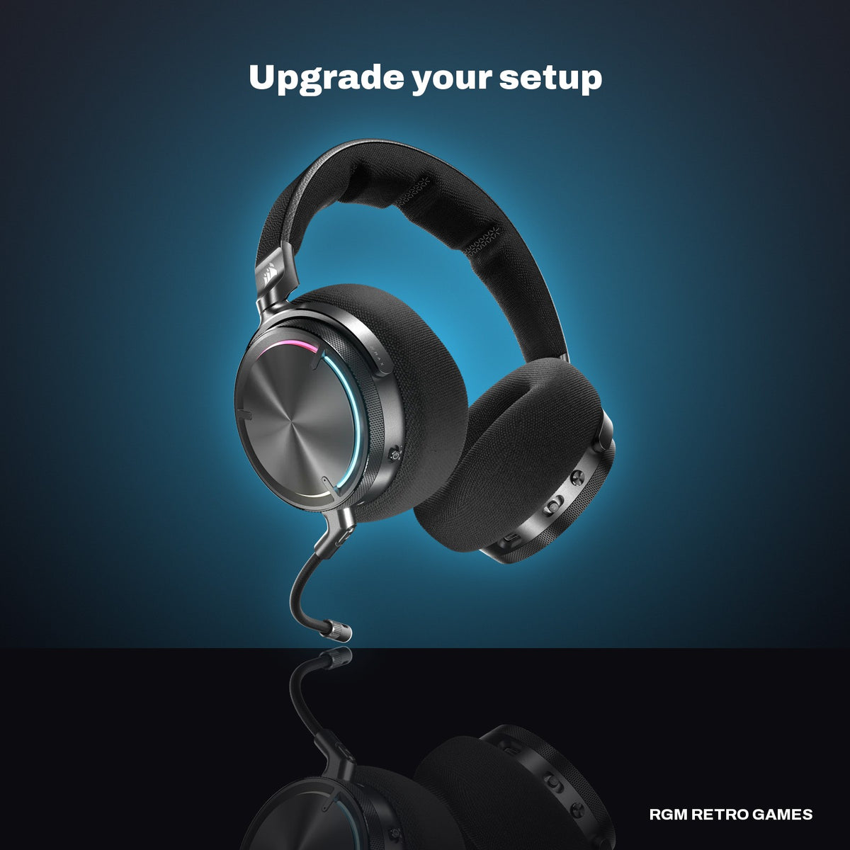 CORSAIR VIRTUOSO MAX WIRELESS Gaming Headset - Carbon in a dark studio setting