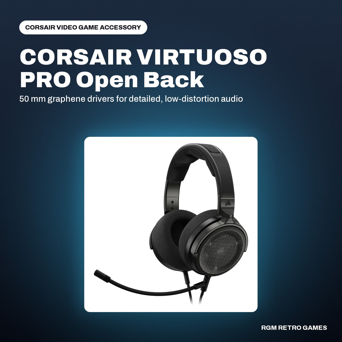 CORSAIR VIRTUOSO PRO Open Back Wired Gaming Headset - Carbon in a CORSAIR color scene