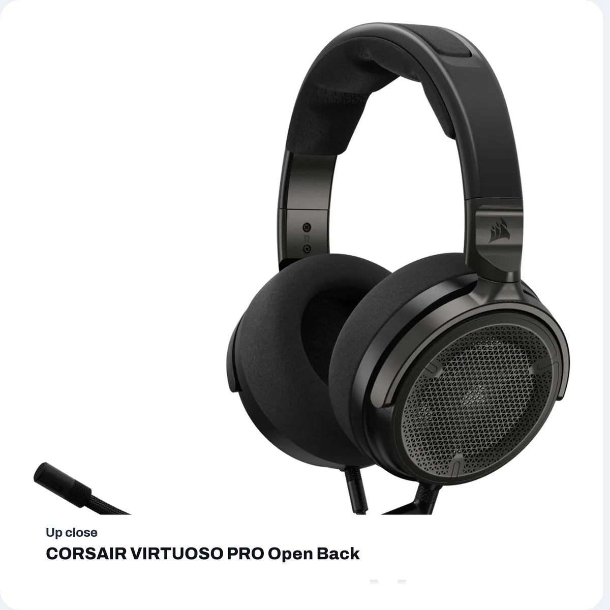 CORSAIR VIRTUOSO PRO Open Back Wired Gaming Headset - Carbon, close-up detail