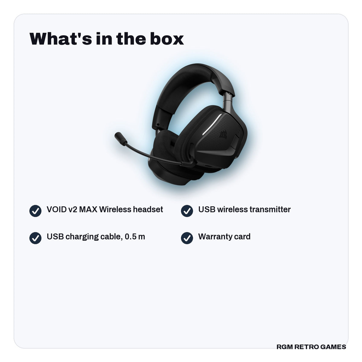 What's in the box with the CORSAIR VOID v2 MAX Wireless Gaming Headset - Carbon