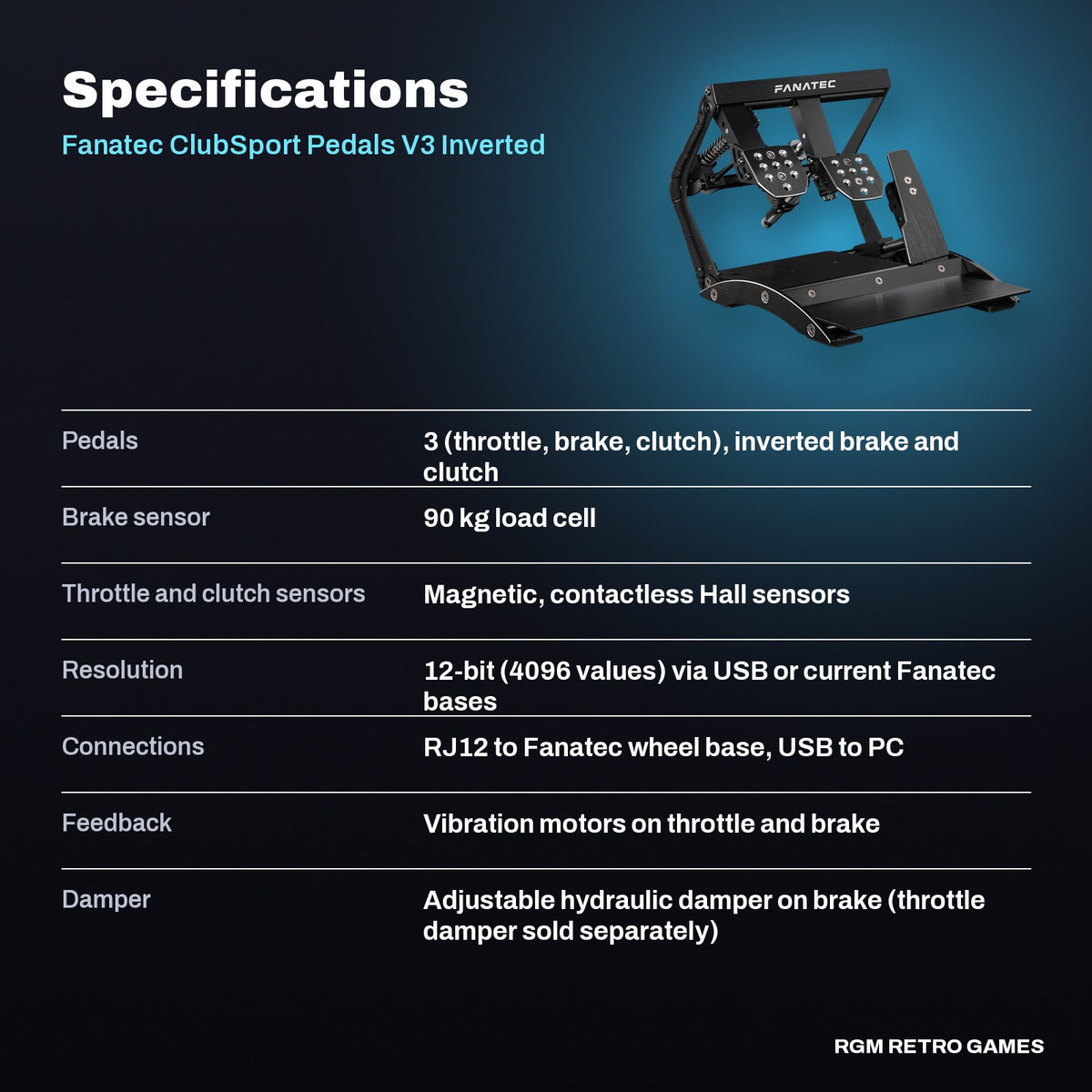 Fanatec ClubSport Pedals V3 Inverted specifications