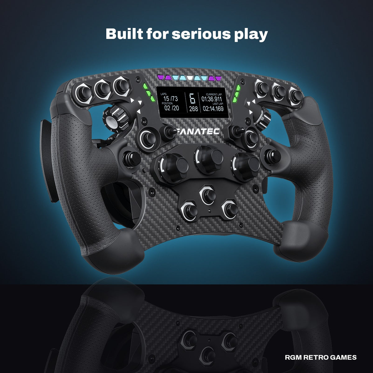 Fanatec ClubSport Steering Wheel Formula V3 in a dark studio setting