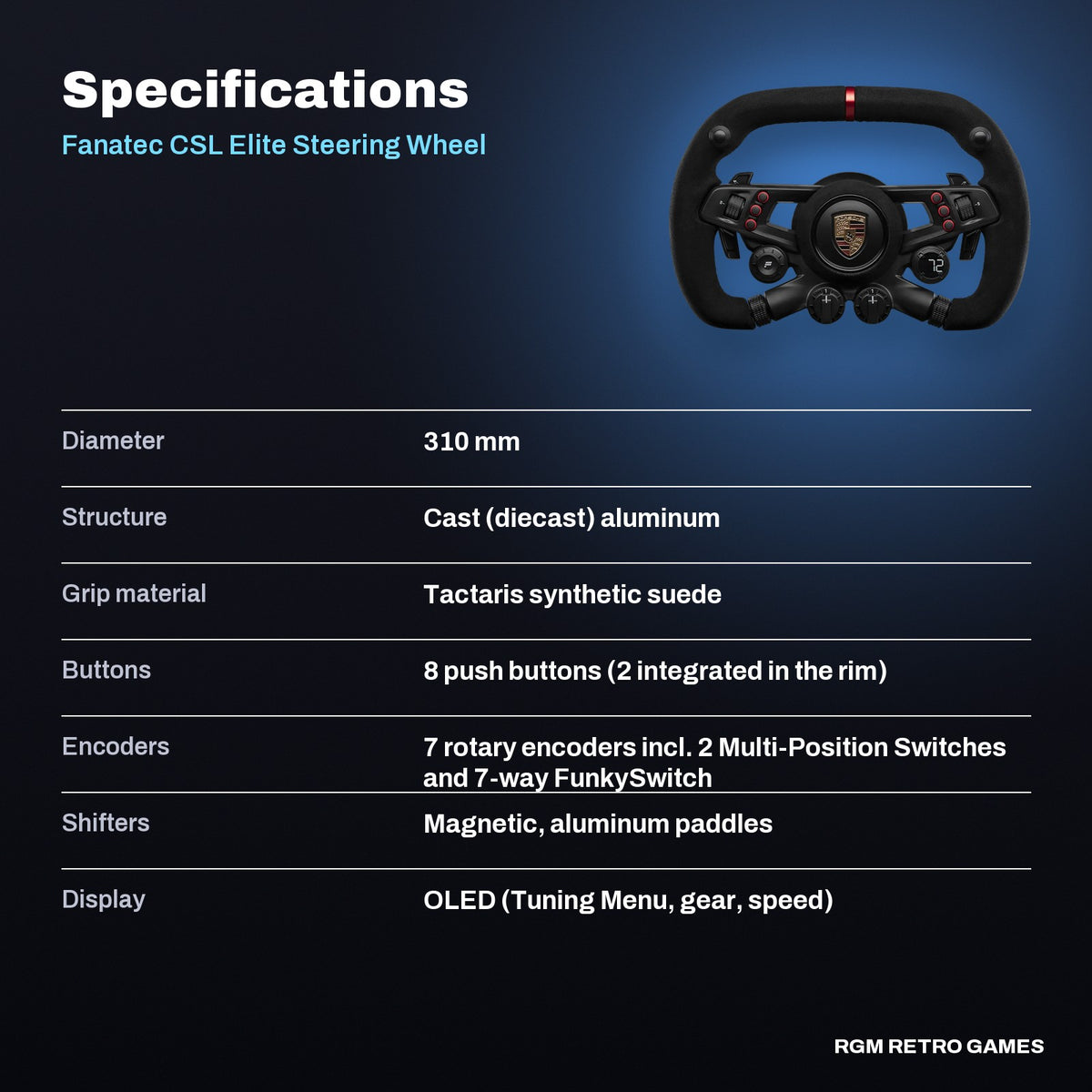 Fanatec CSL Elite Steering Wheel Porsche Vision GT specifications
