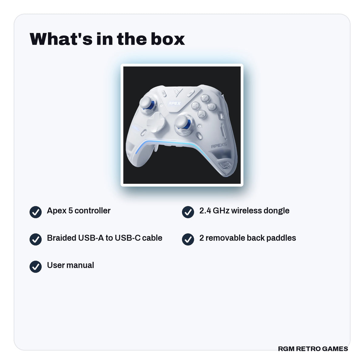 What's in the box with the Flydigi Apex 5 Wireless PC Controller