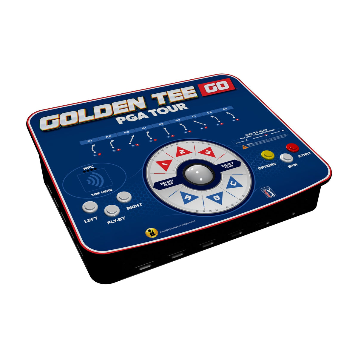 Golden Tee GO PGA TOUR Edition, front view on a white background