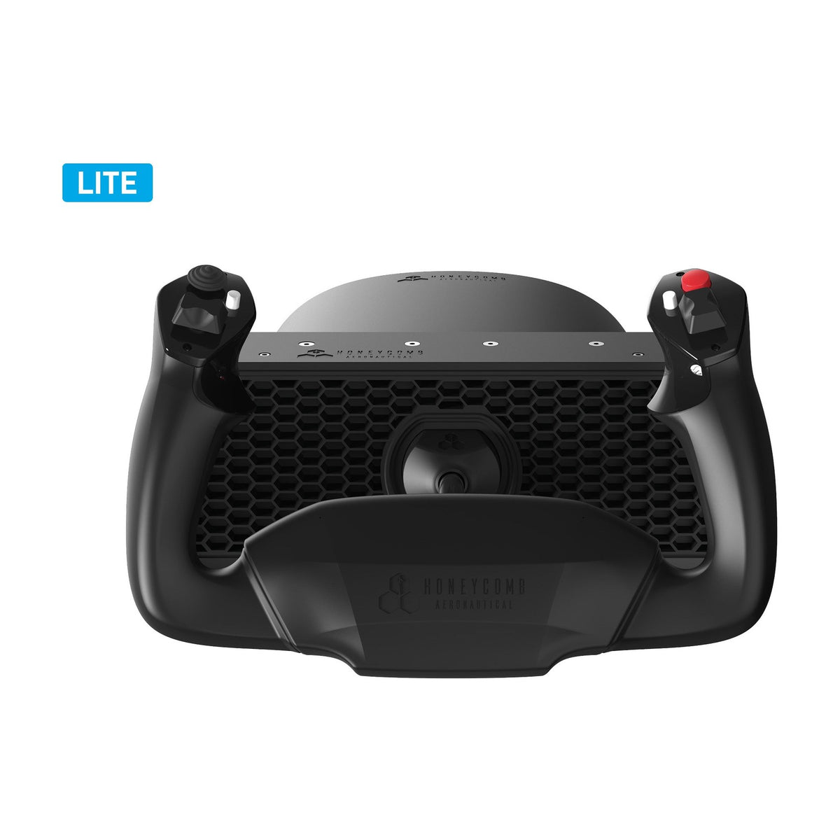 Honeycomb Alpha Flight Controls LITE, front view on a white background