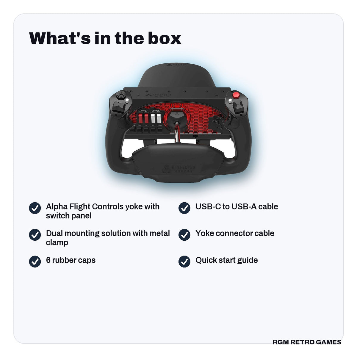 What's in the box with the Honeycomb Alpha Flight Controls Yoke & Switch Panel