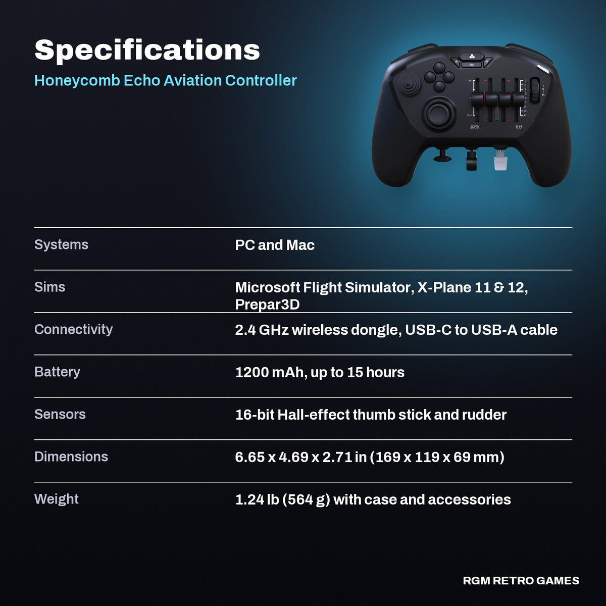 Honeycomb Echo Aviation Controller specifications