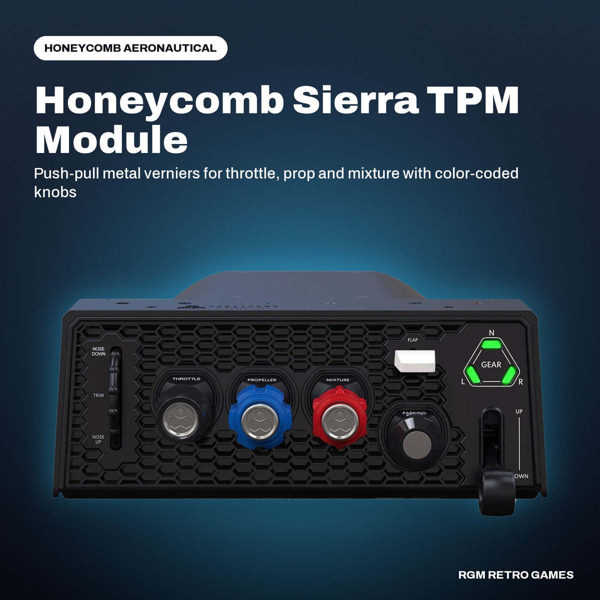 Honeycomb Sierra TPM Module (Throttle, Prop and Mixture Quadrant) in a Honeycomb Aeronautical color scene