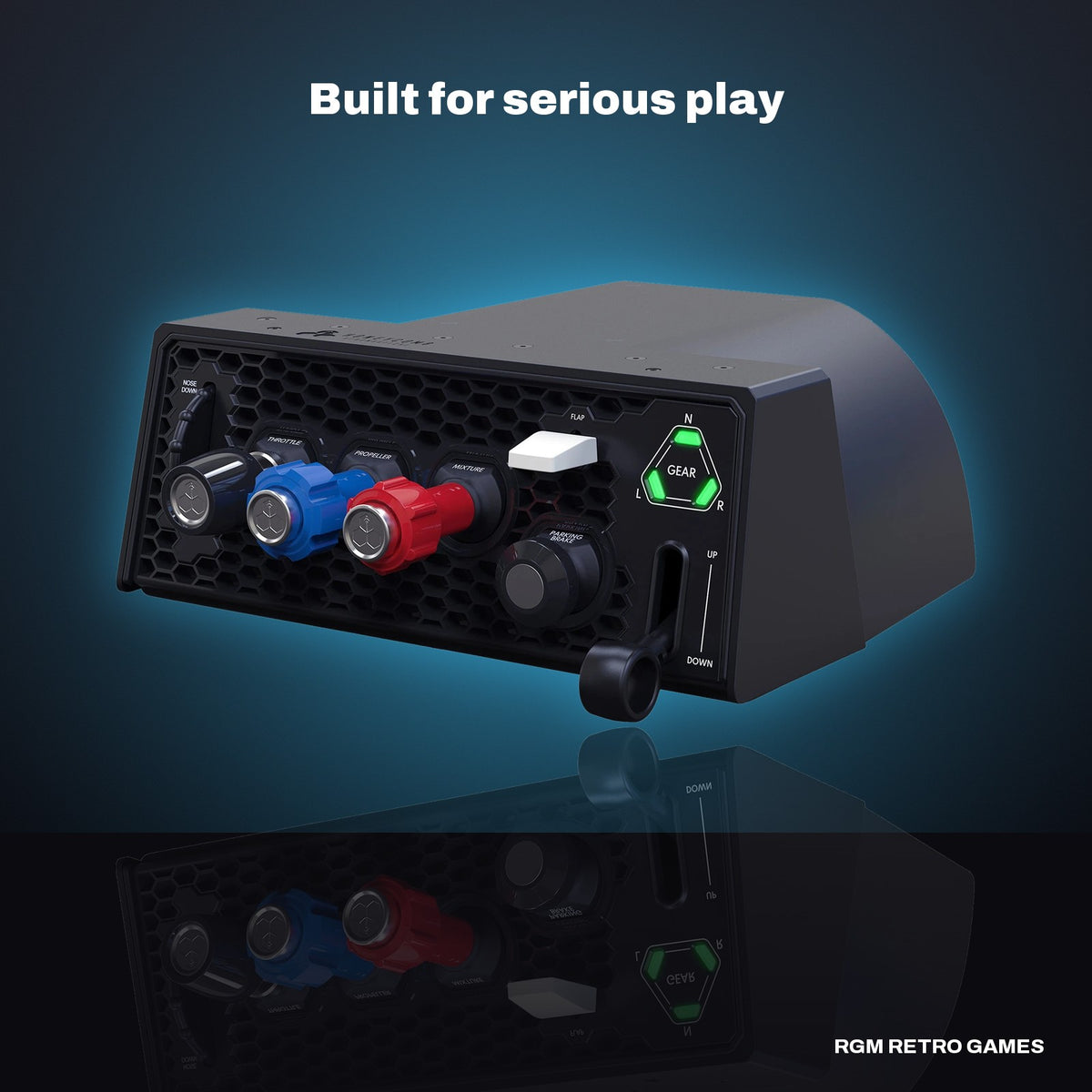 Honeycomb Sierra TPM Module (Throttle, Prop and Mixture Quadrant) in a dark studio setting