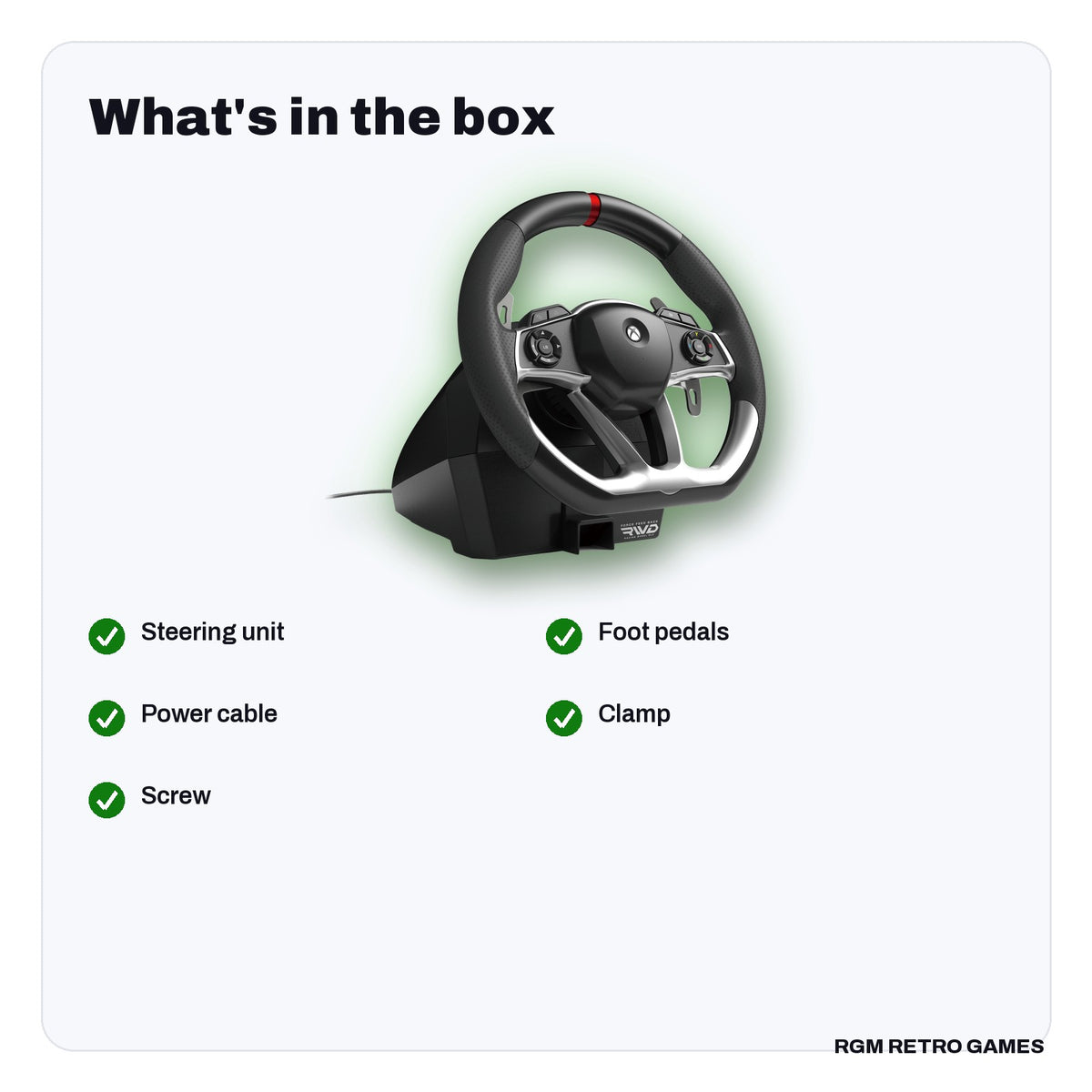 What's in the box with the HORI Force Feedback Racing Wheel DLX Designed for Xbox Series X|S / Xbox One