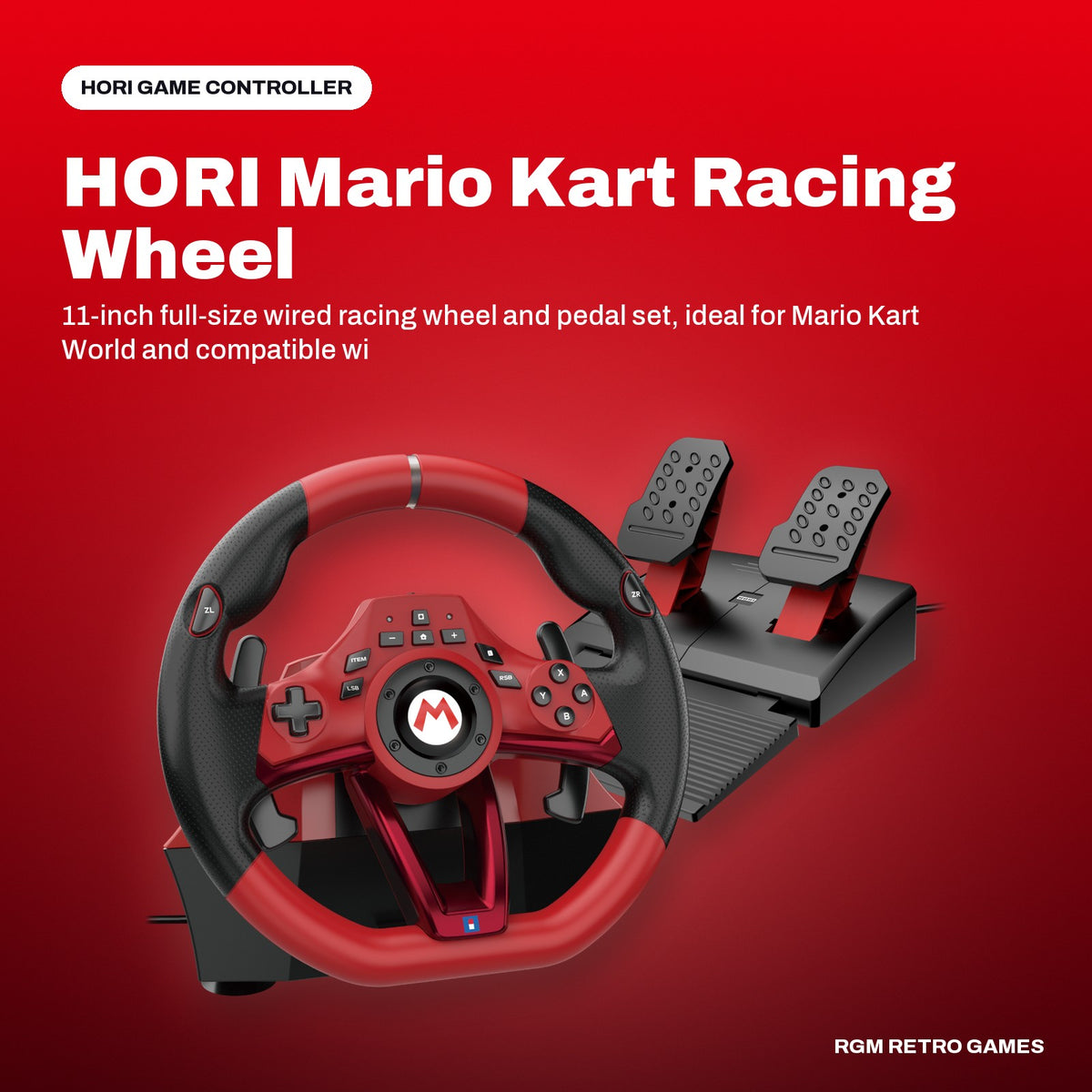 HORI Mario Kart Racing Wheel Pro Deluxe for Nintendo Switch 2 in a HORI color scene