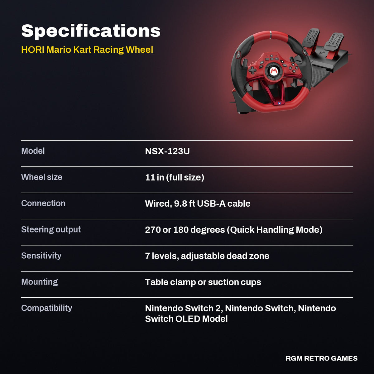 HORI Mario Kart Racing Wheel Pro Deluxe for Nintendo Switch 2 specifications