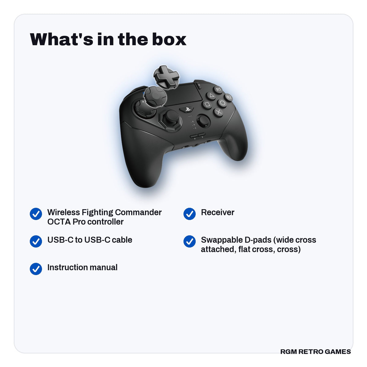 What's in the box with the HORI Wireless Fighting Commander OCTA Pro for PlayStation 5 and Windows PC