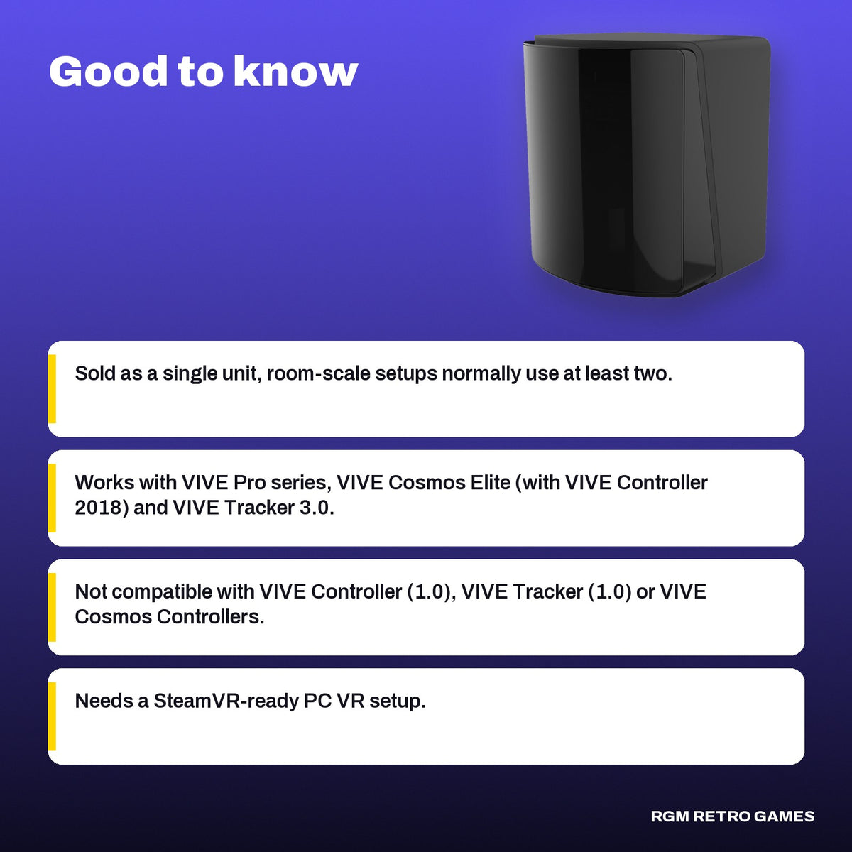HTC VIVE SteamVR Base Station 2.0, good to know before you buy