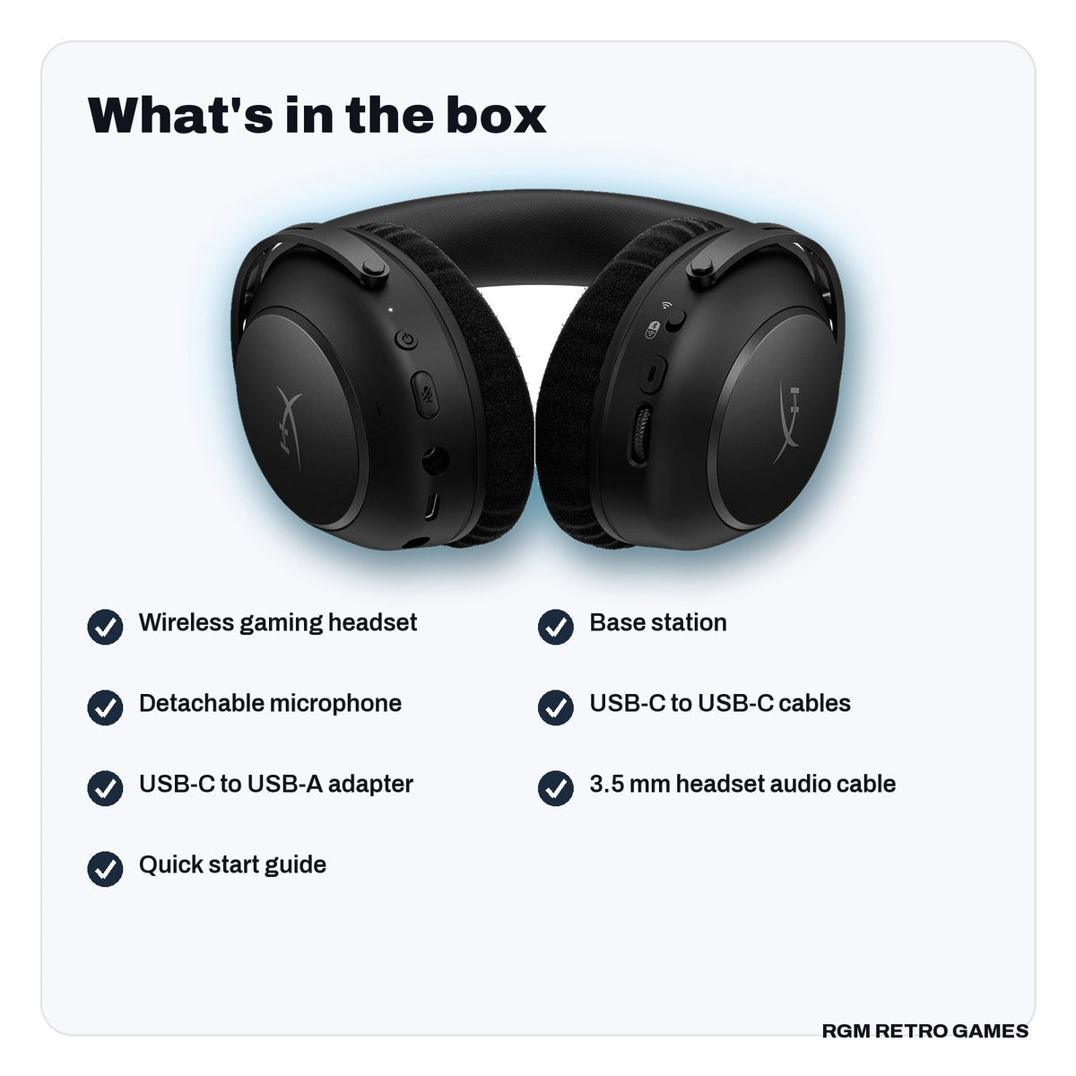 What's in the box with the HyperX Cloud Alpha 2 Wireless Gaming Headset (Black)