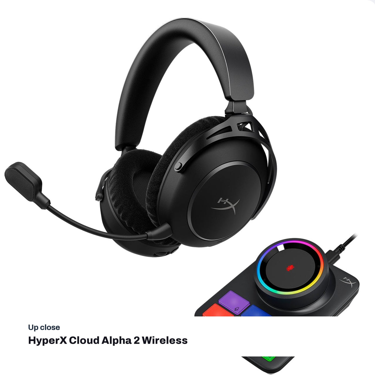 HyperX Cloud Alpha 2 Wireless Gaming Headset (Black), close-up detail