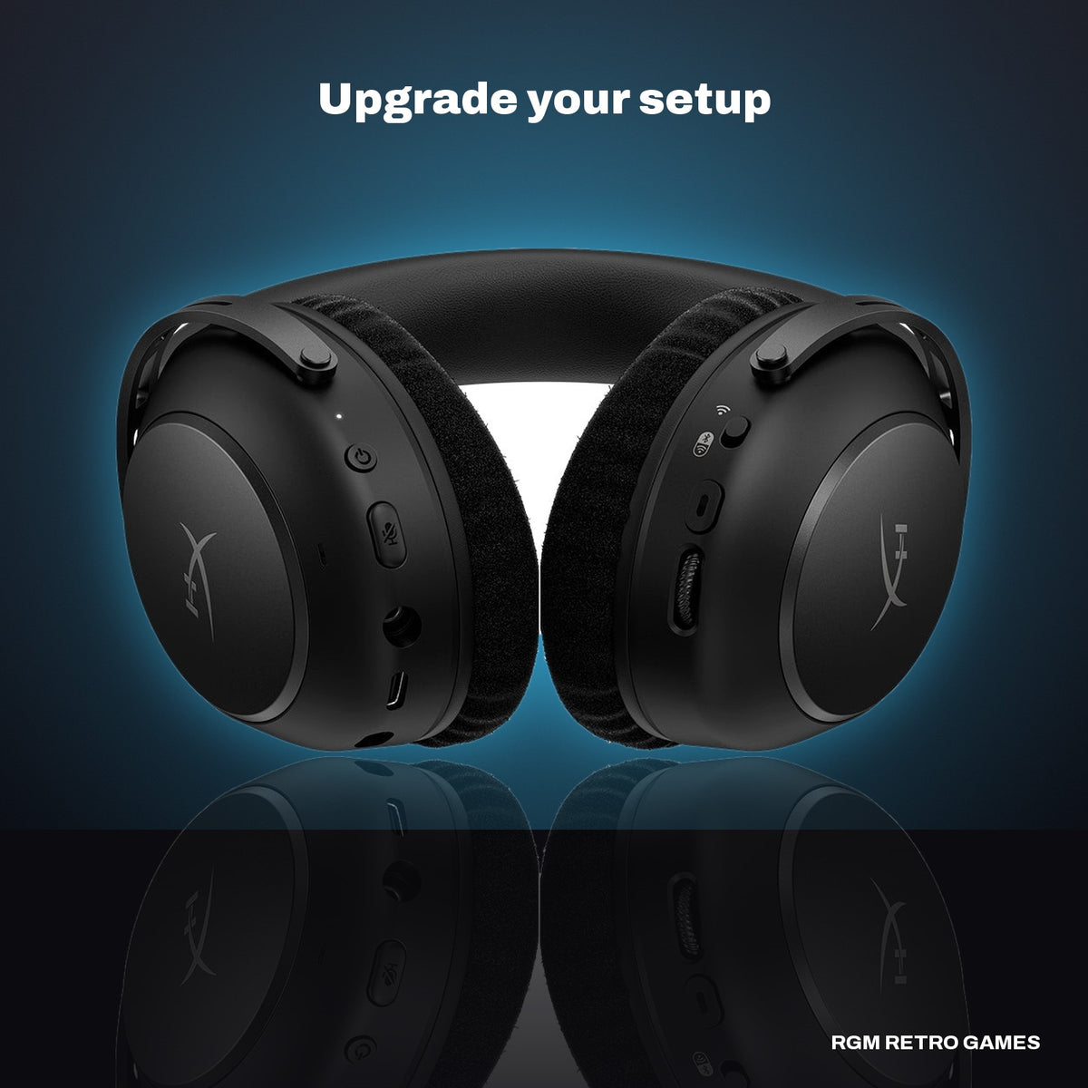 HyperX Cloud Alpha 2 Wireless Gaming Headset (Black) in a dark studio setting