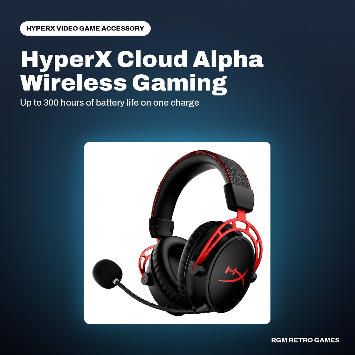 HyperX Cloud Alpha Wireless Gaming Headset (Black/Red) in a HyperX color scene