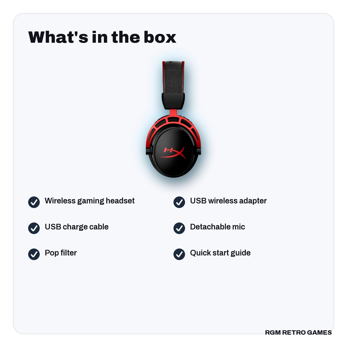 What's in the box with the HyperX Cloud Alpha Wireless Gaming Headset (Black/Red)