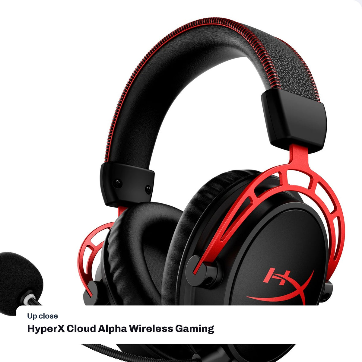 HyperX Cloud Alpha Wireless Gaming Headset (Black/Red), close-up detail