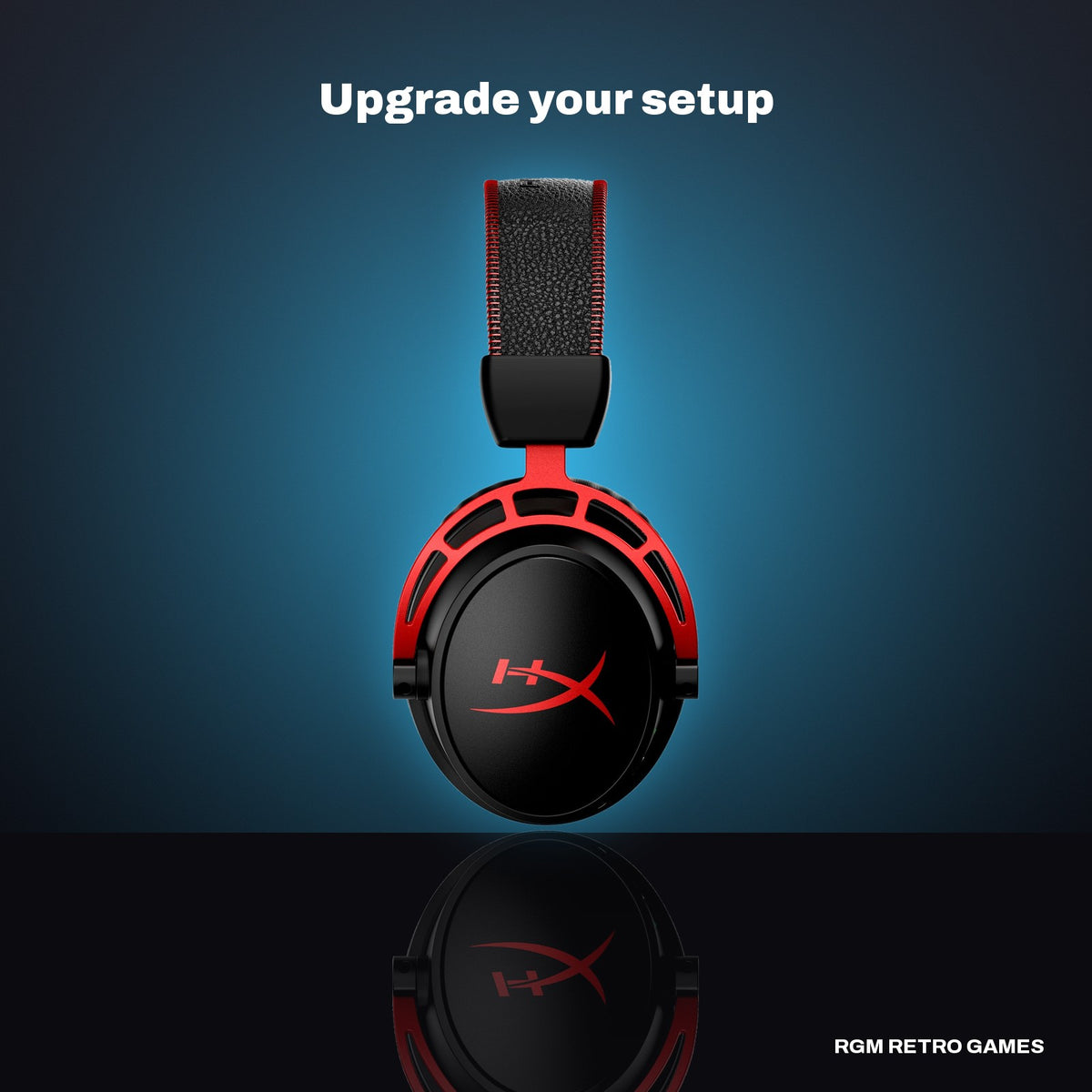 HyperX Cloud Alpha Wireless Gaming Headset (Black/Red) in a dark studio setting