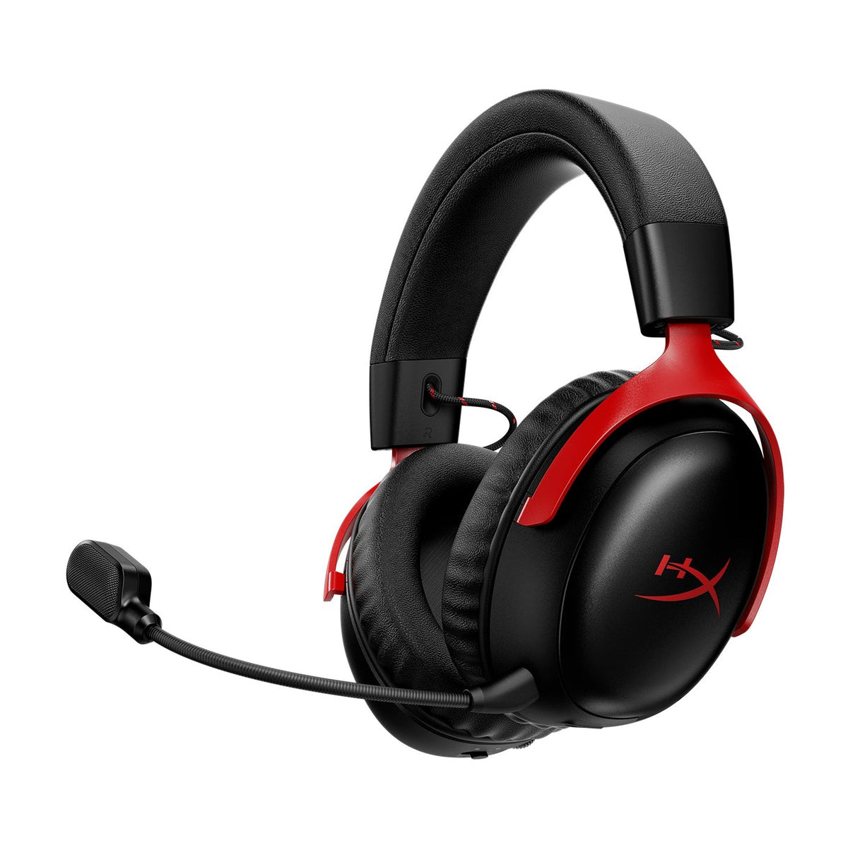 HyperX Cloud III S Wireless Gaming Headset - Black/Red, front view on a white background