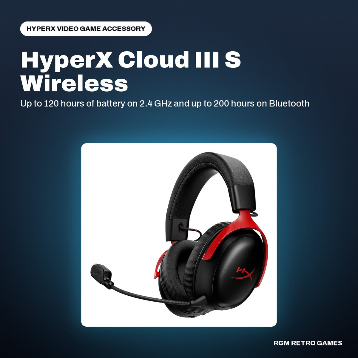HyperX Cloud III S Wireless Gaming Headset - Black/Red in a HyperX color scene