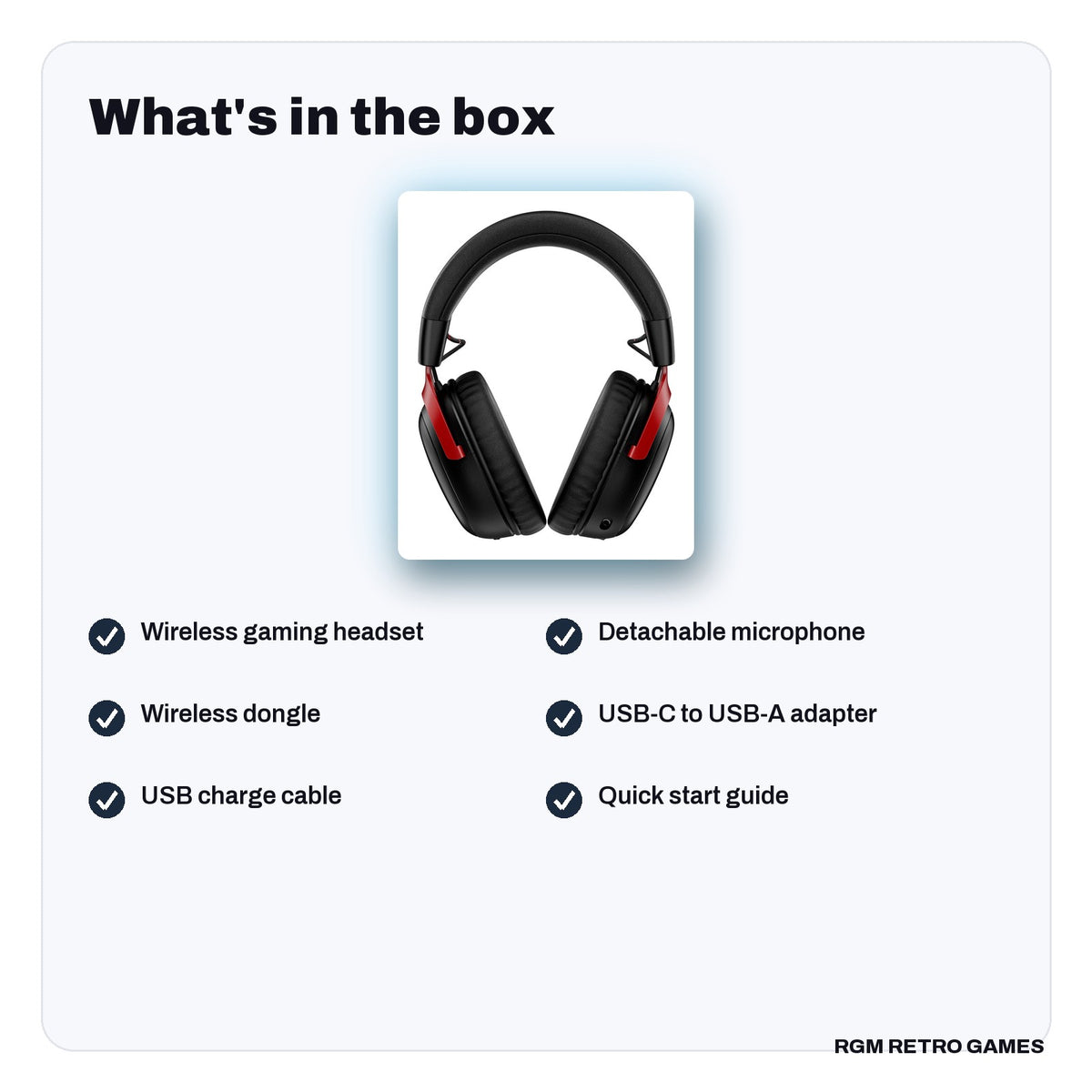 What's in the box with the HyperX Cloud III S Wireless Gaming Headset - Black/Red