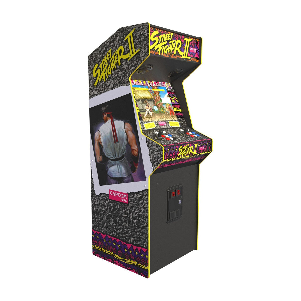 Iconic Arcade XT Street Fighter II: The World Warrior Arcade Machine, front view on a white background