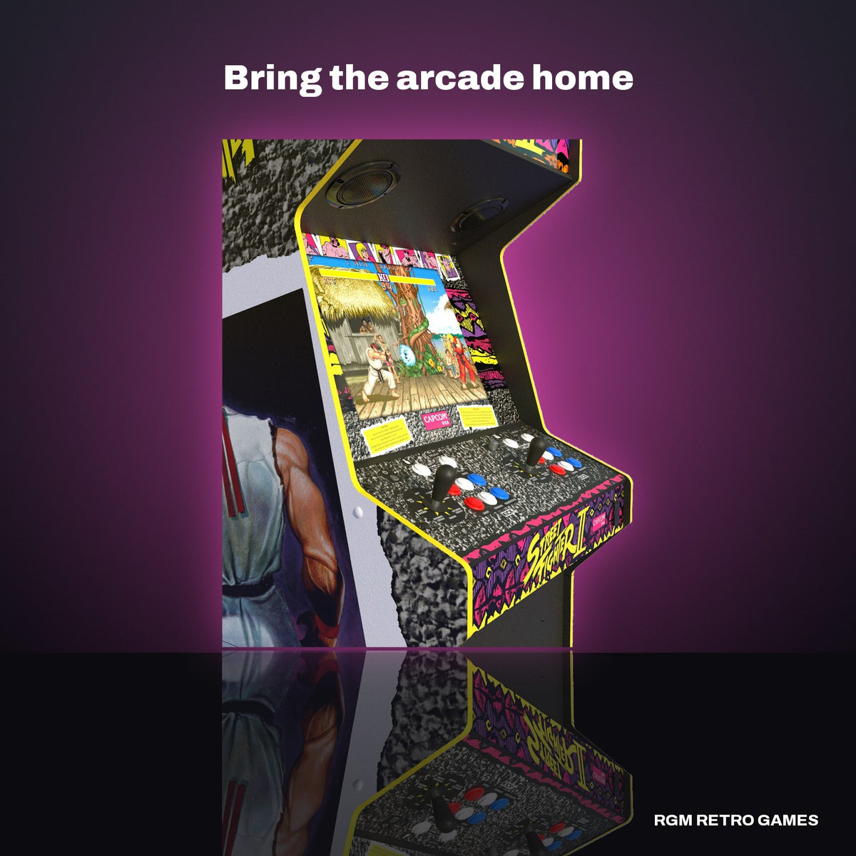 Iconic Arcade XT Street Fighter II: The World Warrior Arcade Machine in a dark studio setting