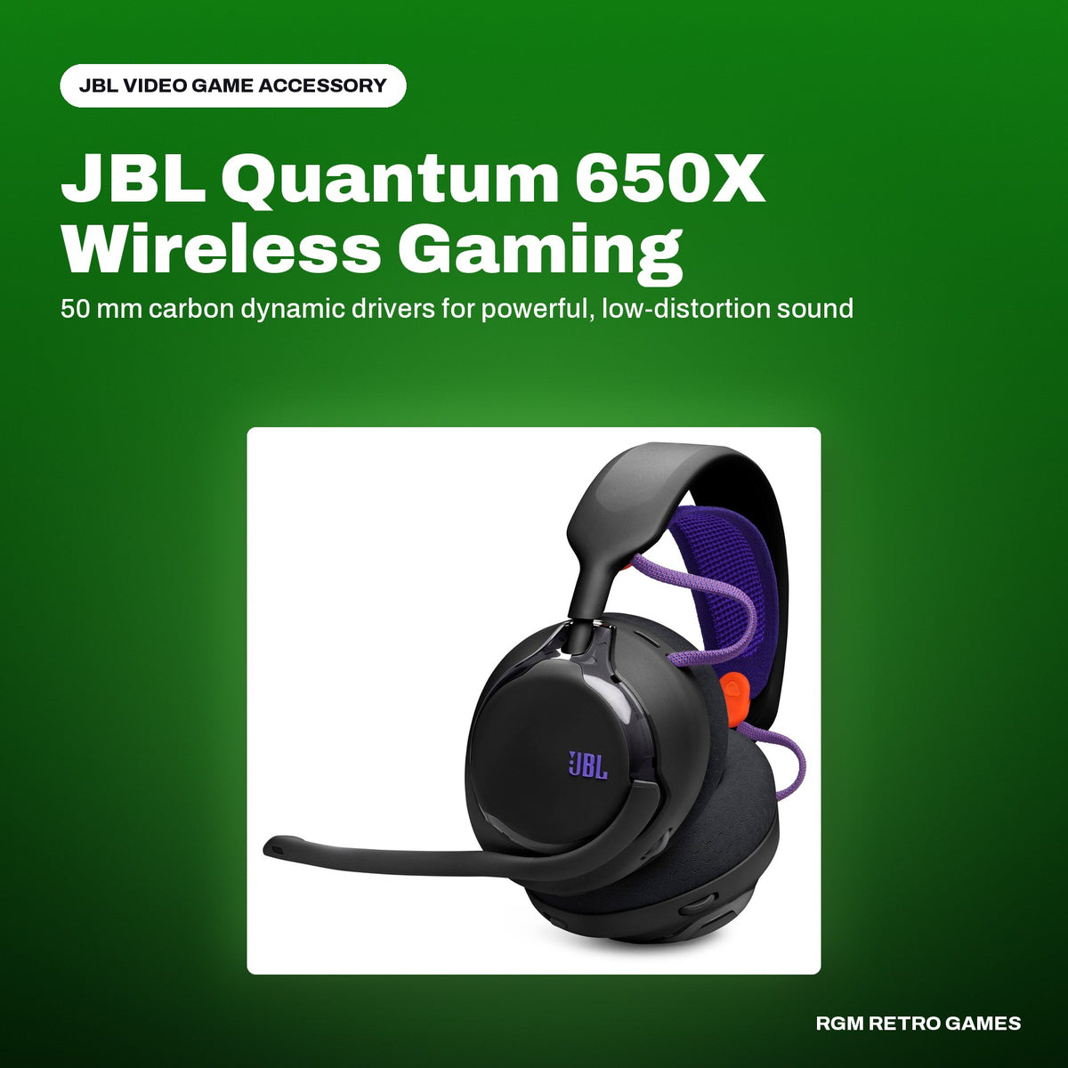 JBL Quantum 650X Wireless Gaming Headset - Black in a JBL color scene