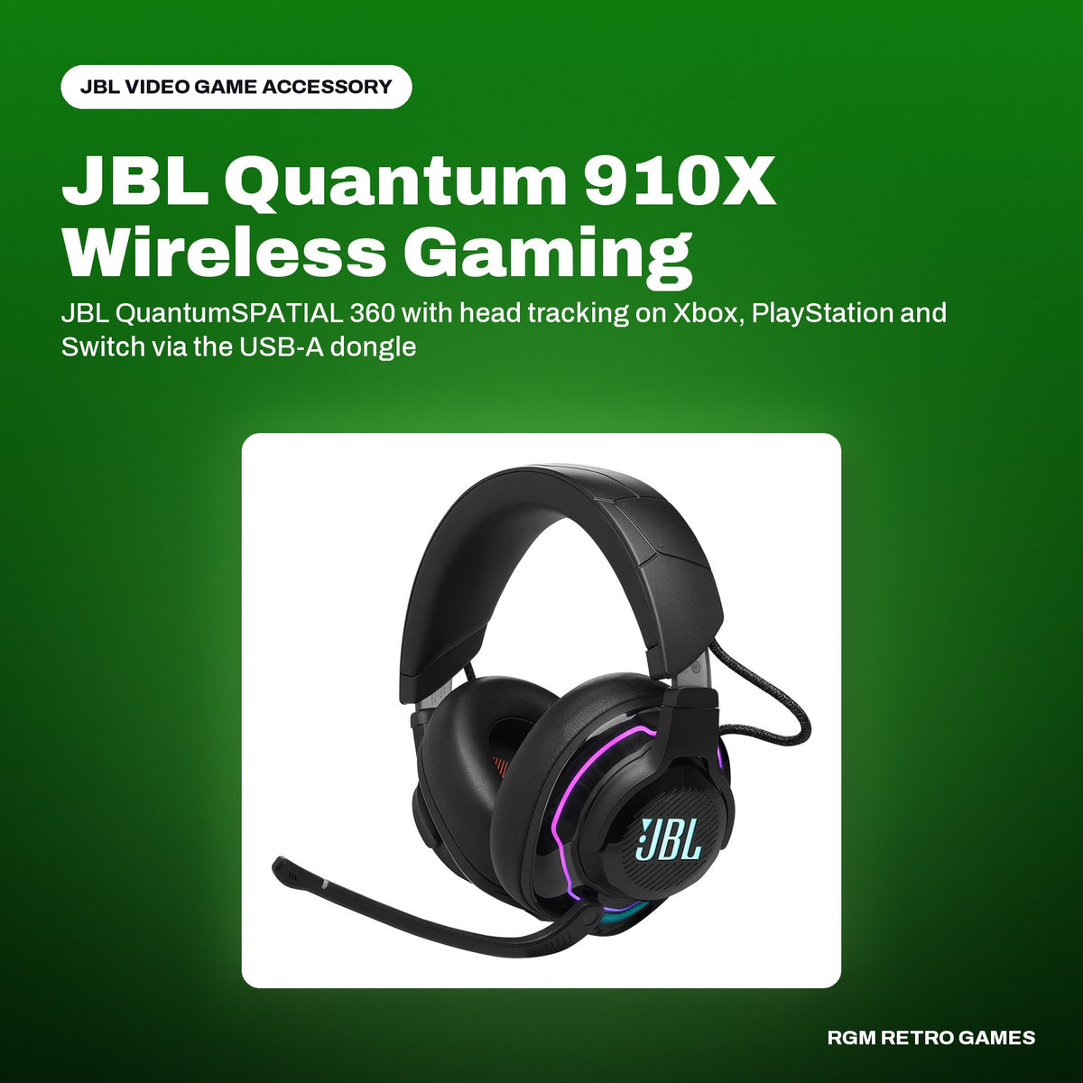 JBL Quantum 910X Wireless Gaming Headset for Xbox (2026, RGB) in a JBL color scene