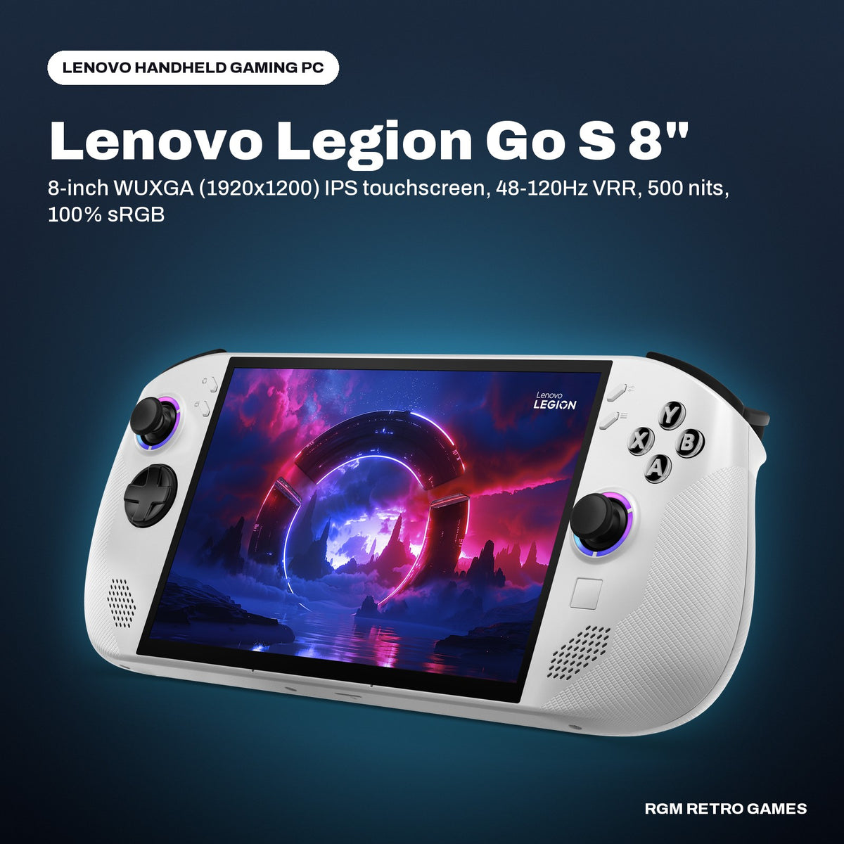 Lenovo Legion Go S 8" Gaming Handheld, AMD Ryzen Z2 Go, 16GB/512GB, Windows 11, Glacier White in a Lenovo color scene