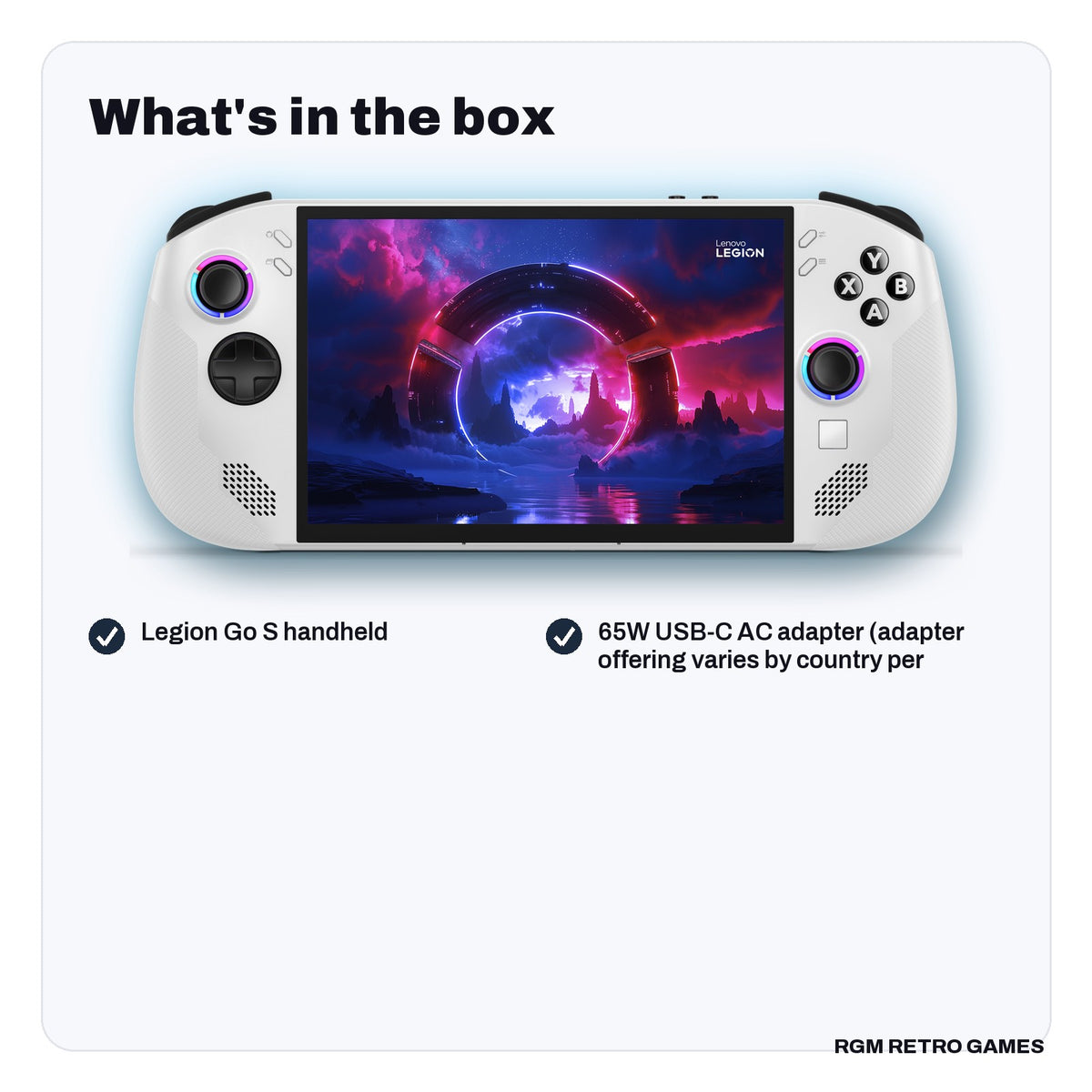 What's in the box with the Lenovo Legion Go S 8" Gaming Handheld, AMD Ryzen Z2 Go, 16GB/512GB, Windows 11, Glacier White